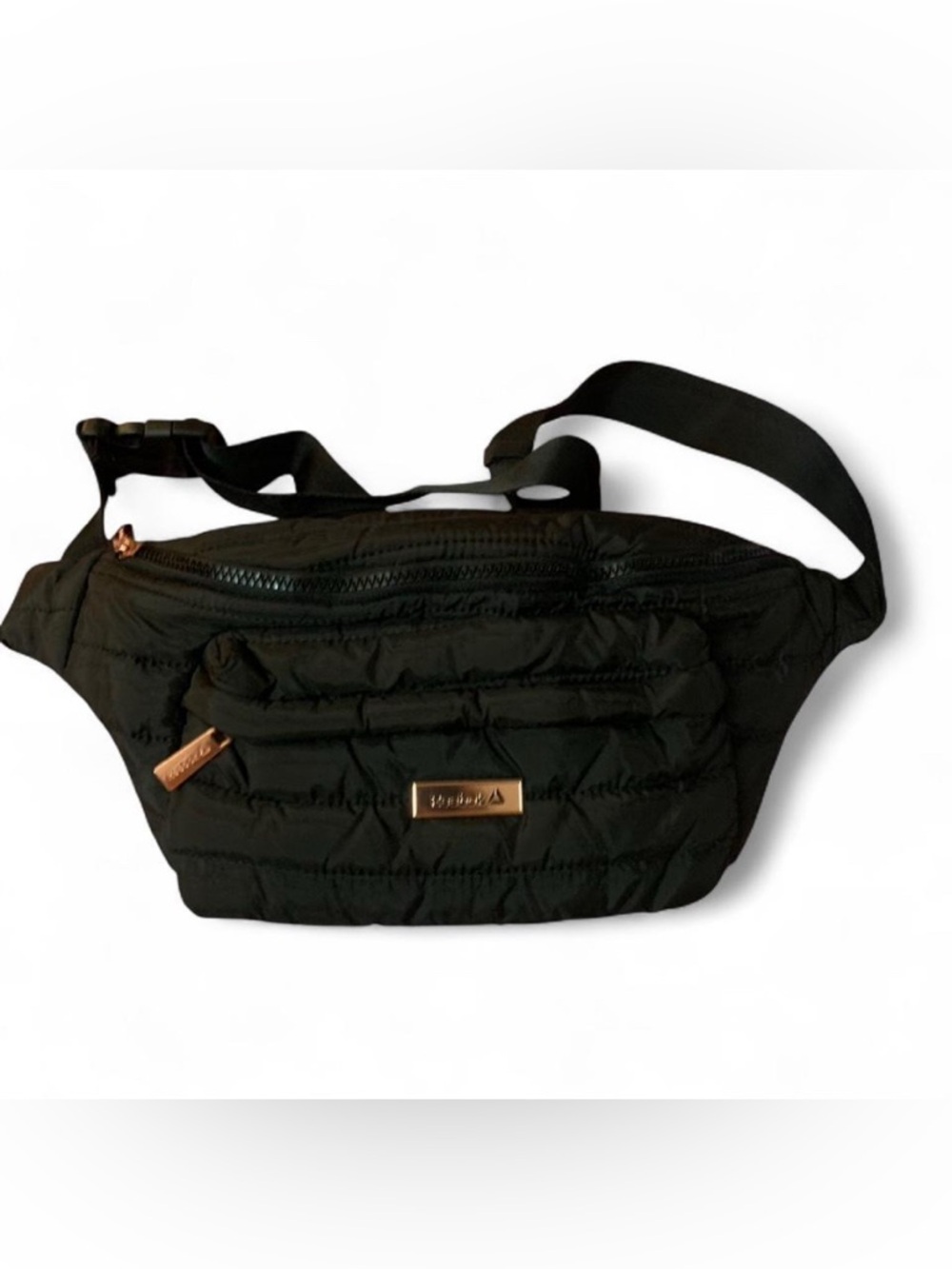 NWOT Reebok Rylan Quilted Puffer Belt Bag / Fanny Pack - Black/Gold